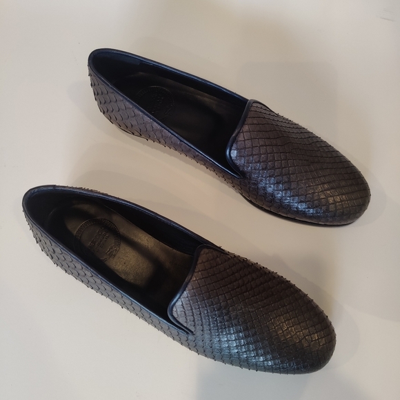 Ambrogio Men\'s Handmade Gray Exotic Snake-Skin Loafers main image 7